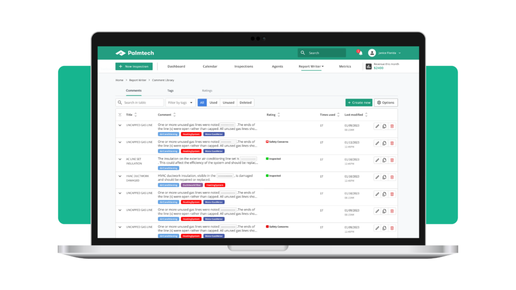 Comment library with narrative comment support from Palmtech