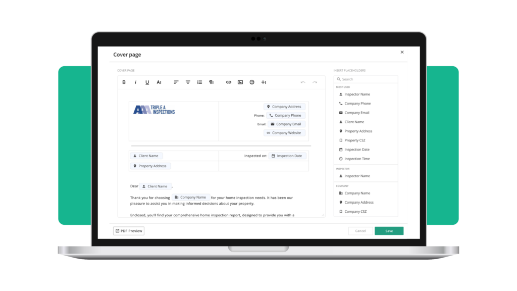 Custom Cover pages in Palmtech