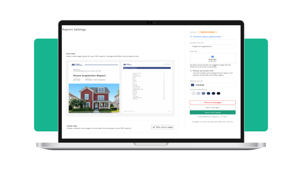 Custom cover pages in Palmtech